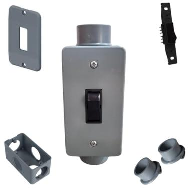 Imagem de Kit Completo Interruptor Simples Preto 1pol C/Condulete Sobrepor PVC Reforçado (Cinza)