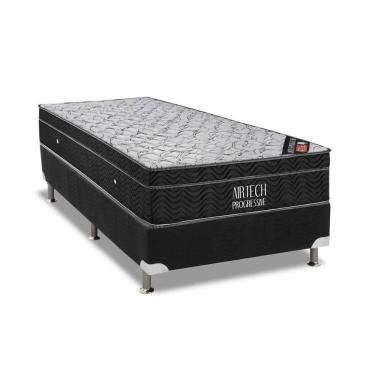 Imagem de Cama Box Solteiro: Colchão Molas Ortobom Nanolastic Airtech Progressive + Base Black(88X188)