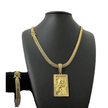 Imagem de Cordão + Pulseira + Pingente Coringa - Banhado a ouro 18k - ToJoia18k