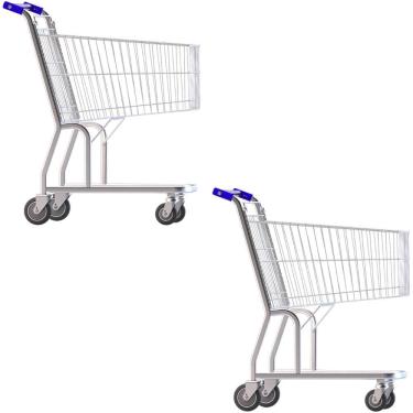 Imagem de Kit 2 Carrinho De Supermercado Simples 90 Litros Aço Aramado Para Compras Amapá