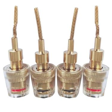 Imagem de 4 adaptadores de cabo de áudio HiFi com soquete banana de 4 mm e interface de pino de 2 mm para sistema de som de home theater