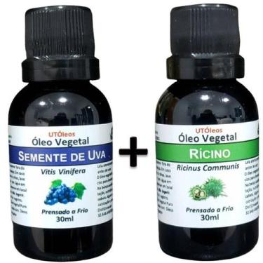 Imagem de Kit 2 Óleo Vegetal De Rícino E Semente de Uva 100% PURO - Utoleos