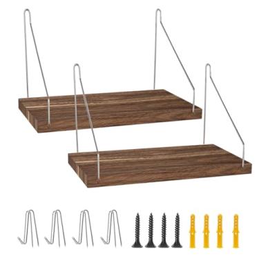 Imagem de Prateleira de parede de tecido com ganchos para decoração de trabalho, 29 x 15 cm, prateleira organizadora de cubículos de madeira com cabides, acessórios para escritório e mesa masculina (pacote com