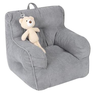 Imagem de MOMCAYWEX Kids Bean Bag Chair with a Plush Bear, Comfy Toddler Chair for Boys and Girls, Grey