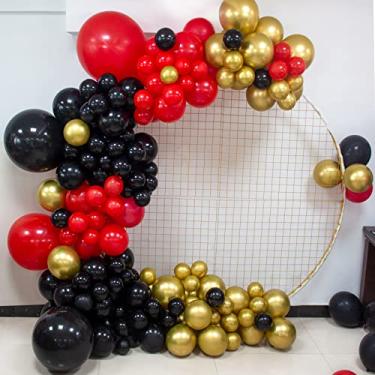 Imagem de Kit de arco de guirlanda de balões vermelhos e pretos, 154 peças, pequenos balões de ouro vermelho e preto, decorações de festa para aniversário de meninos de formatura