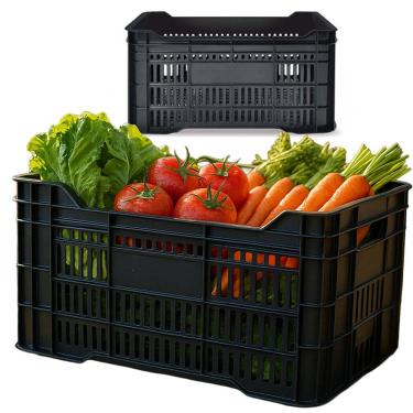 Imagem de Caixas Plásticas Hortifrúti Agrícola 57L Vazada Mercado Feira Organizacao