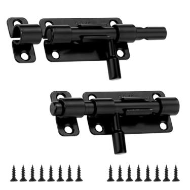 Imagem de LELE LIFE Pacote com 2 travas de portão de barril com orifício de cadeado, trava deslizante de 9,5 cm, trava de porta de aço inoxidável SUS304 resistente para cerca de madeira, porta de galpão, fio