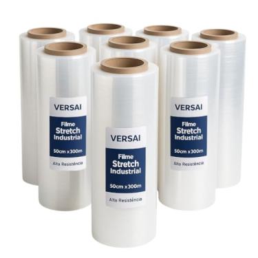 Imagem de Rolo de Filme Stretch Super Resistente com Tubete 50cm x 250m - 25 micras. Bobina Stretch Ideal para paletização e embalagens em geral