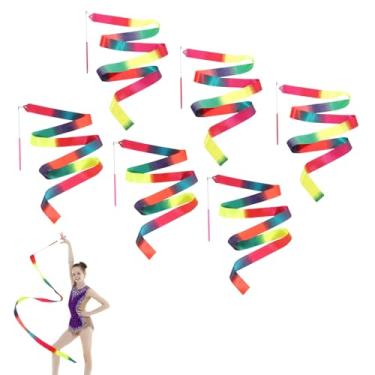 Imagem de Hpmjz 6 Pçs Fitas de Dança, Fitas de Ginástica, Varinha de Dançarina, Fitas de Dança, Flâmulas de Dança, Espetáculos, Espetáculos, Espetáculos, Bastões Giratórios para Dança Artística, Ginástica