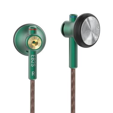 Imagem de NICEHCK EB2S Fones de ouvido com fio com diafragma LCP de 15,4 mm, fones de ouvido intra-auriculares de alta resolução para Android, telefones, laptops, leitores de MP3 (verde de 3,5 mm, sem microfone
