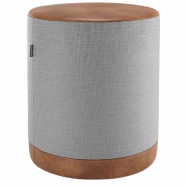 Imagem de Puff decorativo JM Acessórios Bélgica redondo em tecido linho Cinza