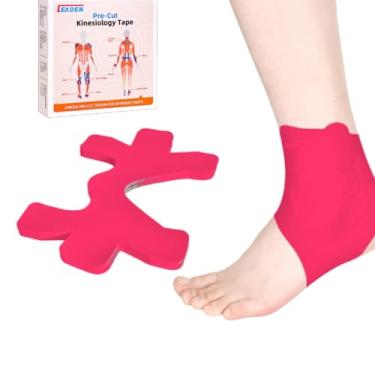 Imagem de IEADEN Fita cinesiológica pré-cortada para tornozelo, 10 peças - suporte e estabilidade do tornozelo, fita atlética para alívio da dor no tornozelo - impermeável e elástica, respirável, hipoalergênica