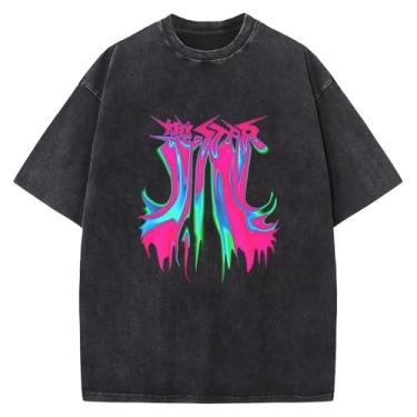 Imagem de JUNG KOOK SKZ Camiseta Kpop Tees Felix Bangchan Hyunjin Leeknow Changbin Seungmin Tops para homens e mulheres, 05 Preto, G