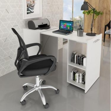 Imagem de Escrivaninha Retrátil para Escritório ME4170 com Cadeira para Escritório Diretor Tela Mesh Tok 3310 Branco/Preto