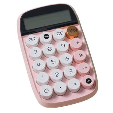 Imagem de Calculadora de interruptor mecânico com visor LCD grande de 10 dígitos, calculadora básica com botão grande, almofada antiderrapante, cálculo preciso para mesa de escritório, casa, escola - rosa