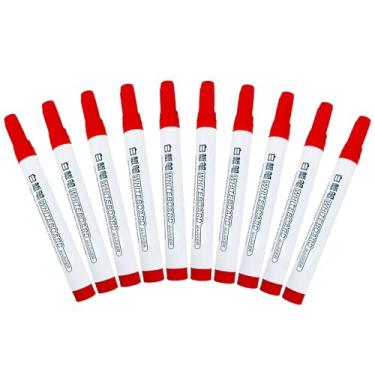 Imagem de GZBABY Canetas marcadoras de quadro branco, 10 peças, marcador apagável a seco de ponta fina, secagem rápida, fácil de limpar (vermelho)