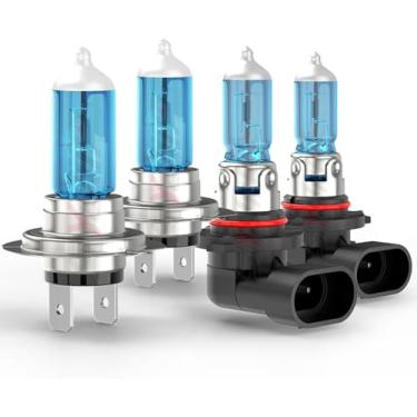 Imagem de SYJIIP Lâmpadas de farol de halogênio atualizadas compatíveis com Kia Forte 2017-2021, 9005 H7 Luzes de feixe alto e baixo, Plug N Play, branco brilhante 6000k, 300% de brilho, pacote com 4
