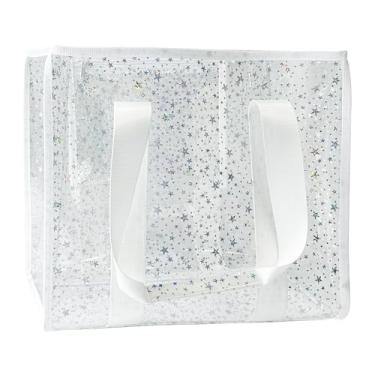 Imagem de Sacola holográfica iridescente transparente para viagem na praia e bolsa de telefone bolsa de PVC transparente bolsa grande, Branco + estrela, Bolsa de praia
