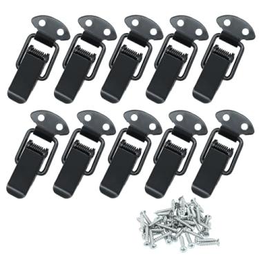 Imagem de Bivethoi Pacote com 10 travas com mola, trava de mola de aço inoxidável com orifício de cadeado para armário, caixa de madeira, caixas de ferramentas e porta-malas (preto, médio)