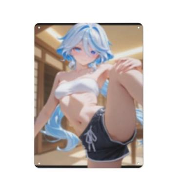Imagem de Pôster de arte de menina de anime sexy quente placa de estanho vintage decoração de parede pôster 30,5 x 40,6 cm, AI268