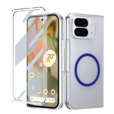 Imagem de LTLMYDAM Capa fina para Google Pixel 10 Pro Fold, capa de sucção magnética, carregamento sem fio, à prova de choque, transparente, policarbonato antiamarelamento, azul, 10 dobras profissionais