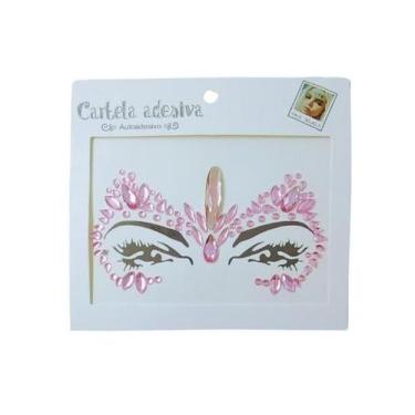 Imagem de Adesivo Para o Rosto Rosa Claro Cristal "Modelo 51" Festas Carnaval - 