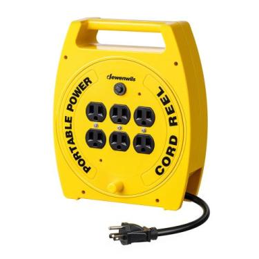 Imagem de Carretel de cabo de extensão DEWENWILS 6 tomadas 30 pés SJTW 16/3C lis