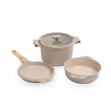 Imagem de Jogo de Panelas Empilhável Brinox Loft 7 Peças Antiaderente Ceramic Li