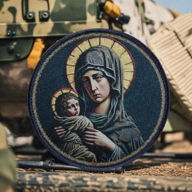 Imagem de Patch Mother of God, adesivo tático de moral militar com gancho de fixador, acessórios de aplique de braçadeira para mochilas, coletes, jaquetas, jeans, chapéus - adesivos de moral