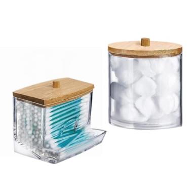 Imagem de Fwm Imports Kit Organizador Porta Algodão e Porta Cotonete Acrílico Transparente