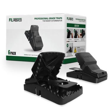 Imagem de Filpestco Conjunto de 6 armadilhas de pressão de rato extra grandes de nível profissional, ratoeira, armadilha reutilizável, resistente para soluções de controle de pragas internas e externas