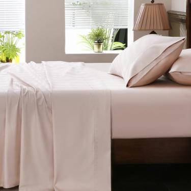 Imagem de Overket Lençóis California King com bolso extra profundo 45 a 61 cm, 100% algodão egípcio, 1000 fios, trama de cetim macio, respirável, 4 peças (Cal King, rosa empoeirado)