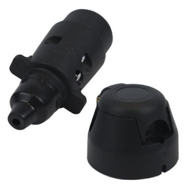 Imagem de Tomada Reboque Carretinha Conector Macho Fêmea 7 Polos Preta - BRAVUS