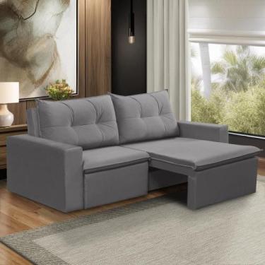 Imagem de Sofá Retrátil 2 Lugares 1,80m Lara Suede Cinza Rover & Beato