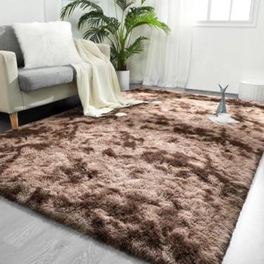 Imagem de Tapete para quarto 2,00 m x 2,50 m - Tapete com pêlo de 4 cm, macio e antiderrapante, adequado para salas de estar e quartos (Marrom Mesclado)