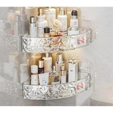 Imagem de ‌Conjunto de 2 suportes para shampoo - prateleira de banheiro sem furos, organizador de banheiro, resistente à água, fácil de limpar, adesivo de 3M (1 Trans Gelo Retângulo)