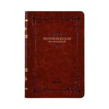 Imagem de Caderno De Bolso Vintage A6/A7 Com Estampa Dourada, Compacto E Portáti