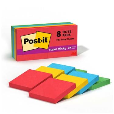 Imagem de Post-it Super Sticky Notes, 2x Sticking Power, 2 in x 2 in, Marrakesh Collection, 8 Pads/Pack (622-8SSAN)