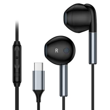 Imagem de Fones de ouvido USB C com fio para iPhone 16 16e 16 Pro Max 16 Plus 15 tipo C Android USBC com fio para Samsung Galaxy A16 5G A17 A26 A36 A55 S25 Ultra S24 com volume do microfone