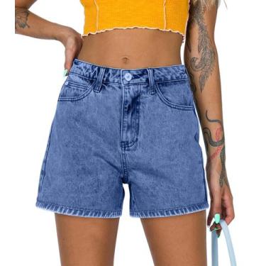 Imagem de Apenas shorts jeans de cintura alta para mulheres, azul marinho, taman