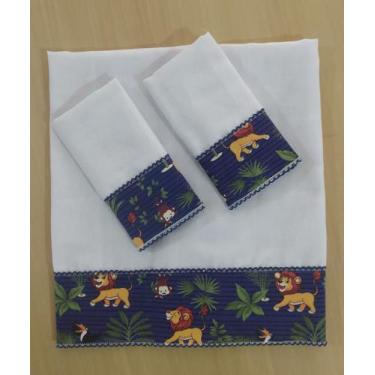 Imagem de Kit 3 Fraldas Bebê 2 Boca 32x32 1 Ombro 70x70 100% Algodão com Barra E
