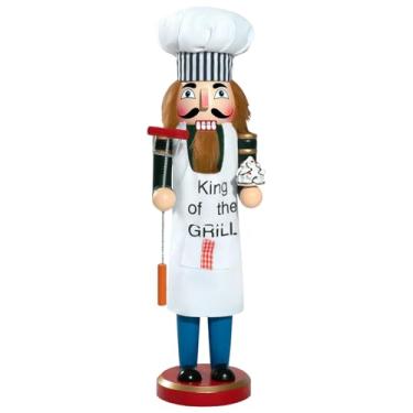 Imagem de CynynYxy Bonecos quebra-nozes de madeira de 38 cm de soldado quebra-nozes enfeites de Natal decorações de quebra-nozes ideais para decoração de estante e mesa decoração de escritório em casa (Chef B)