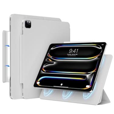 Imagem de GKABXY Nova capa magnética para iPad Pro de 11 polegadas M4 2024, capa fina com três dobras, suporta Pencil Pro e Pencil (USB-C), despertar/hibernar automaticamente, couro PU antiderrapante e