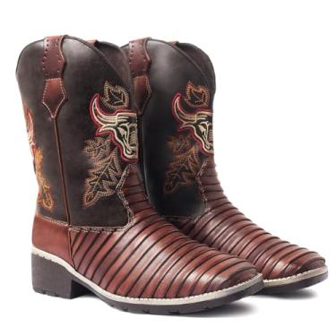 Imagem de Bota Texana Country Masculina Cano Longo Casco Tatu Marrom 37