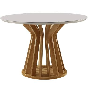Imagem de Mesa Ilheus Redonda 110x110 LJ Móveis Cor Cinamomo Off White