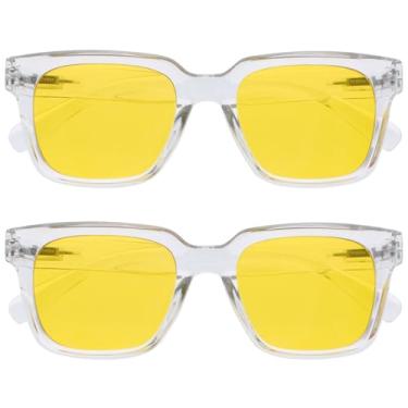 Imagem de OPULIZE ERA Óculos de sol - Lentes amarelas - Pacote com 2 - Anti-reflexo e antirreflexo - Lentes polarizadas com proteção UV400 - Armação retangular superdimensionada - Dobradiças de mola