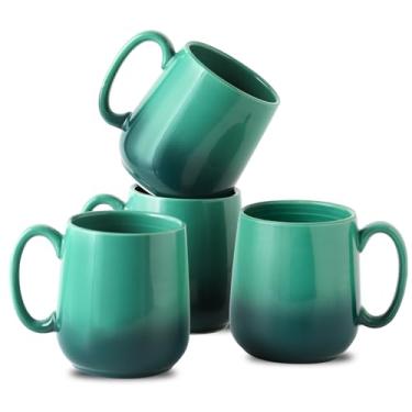 Imagem de Hasense Conjunto de canecas de café de cerâmica de 120 ml para casa e escritório, seguro para micro-ondas e lava-louças, xícaras de café para café e chá Mike, verde gradiente