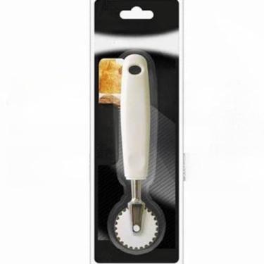 Imagem de Cortador Carretilha Cortadores 17,5CM em Aço Inox Lisa Cortar Massas Pastel Pizzas com Cabo Branco(1 PEÇA)