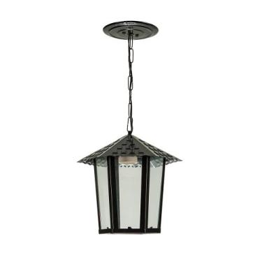 Imagem de Pendente Colonial Sext. Vd. Liso 1xE27 Preto - (109200 01) - Base Icms