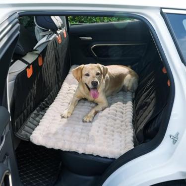 Imagem de AEEISHOMEREFORM Capa de assento de carro para assento traseiro, cama de cachorro de pelúcia para carro, adequada para extensores de banco traseiro, tapete de viagem para animais de estimação